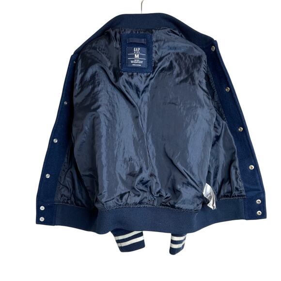 GAP Kids Wool Blend Varsity Jacket Tapestry Navy Big Boy Size Medium 8-9 Years - Picture 3 of 7